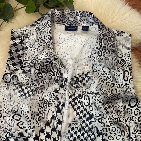 Black & Gray Houndstooth & Snakeskin Denim Vest / Small - Picture 3 of 11